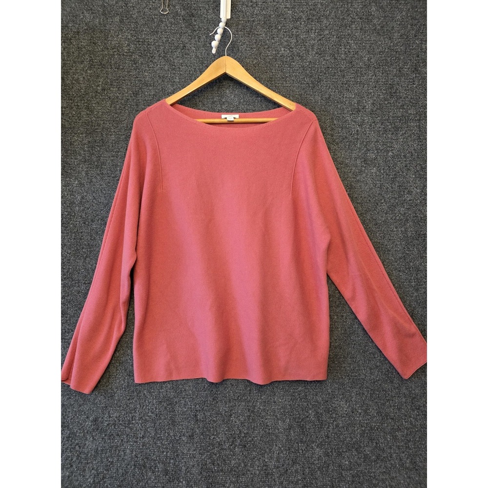 J Jill Sweater Womens Small Pink Boat Neck Long Sleeve Pullover Back Strap